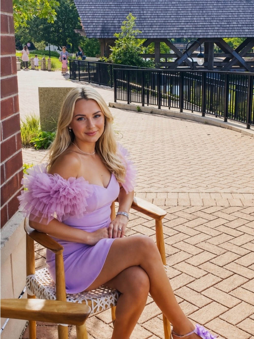 BCBGeneration Lilac Puff-Sleeve Mini Dress